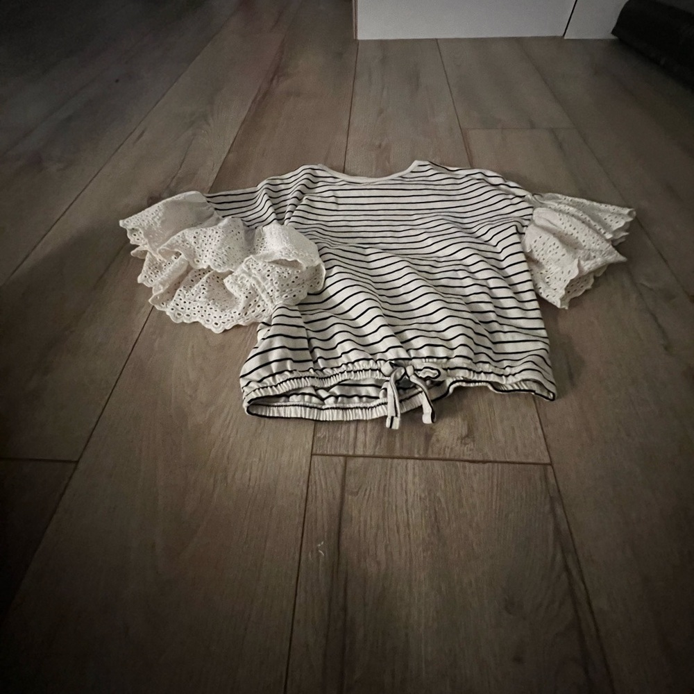 Striped Kids Top with Ruffle Sleeves